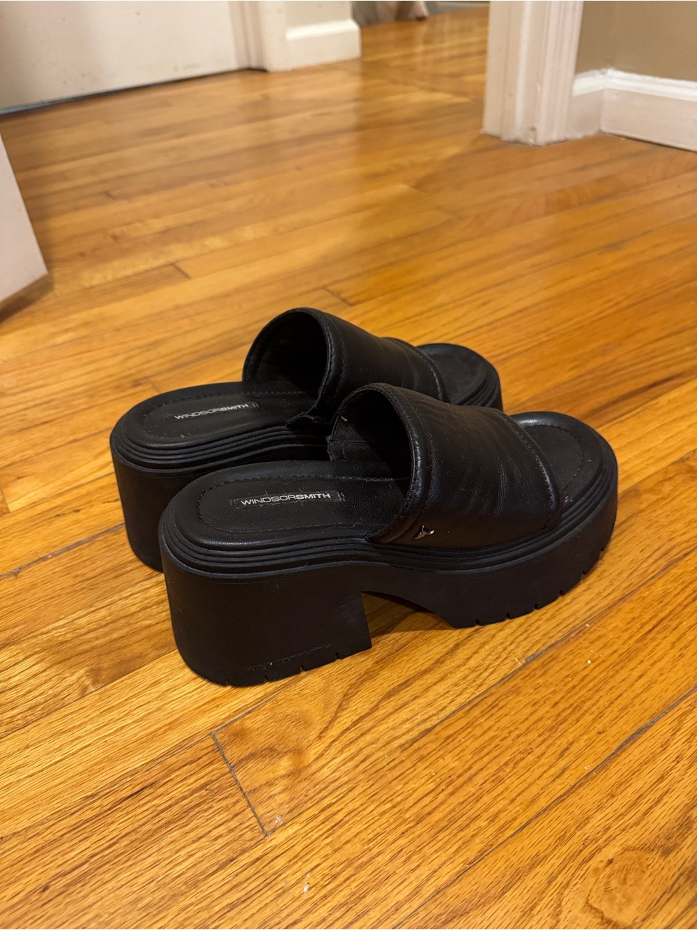 Windsor Smith Black Chunky Platform Slide Sandals